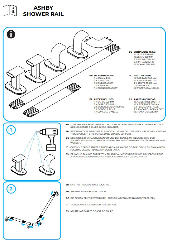 Ashby Shower Kit Grab Rail - Image 3